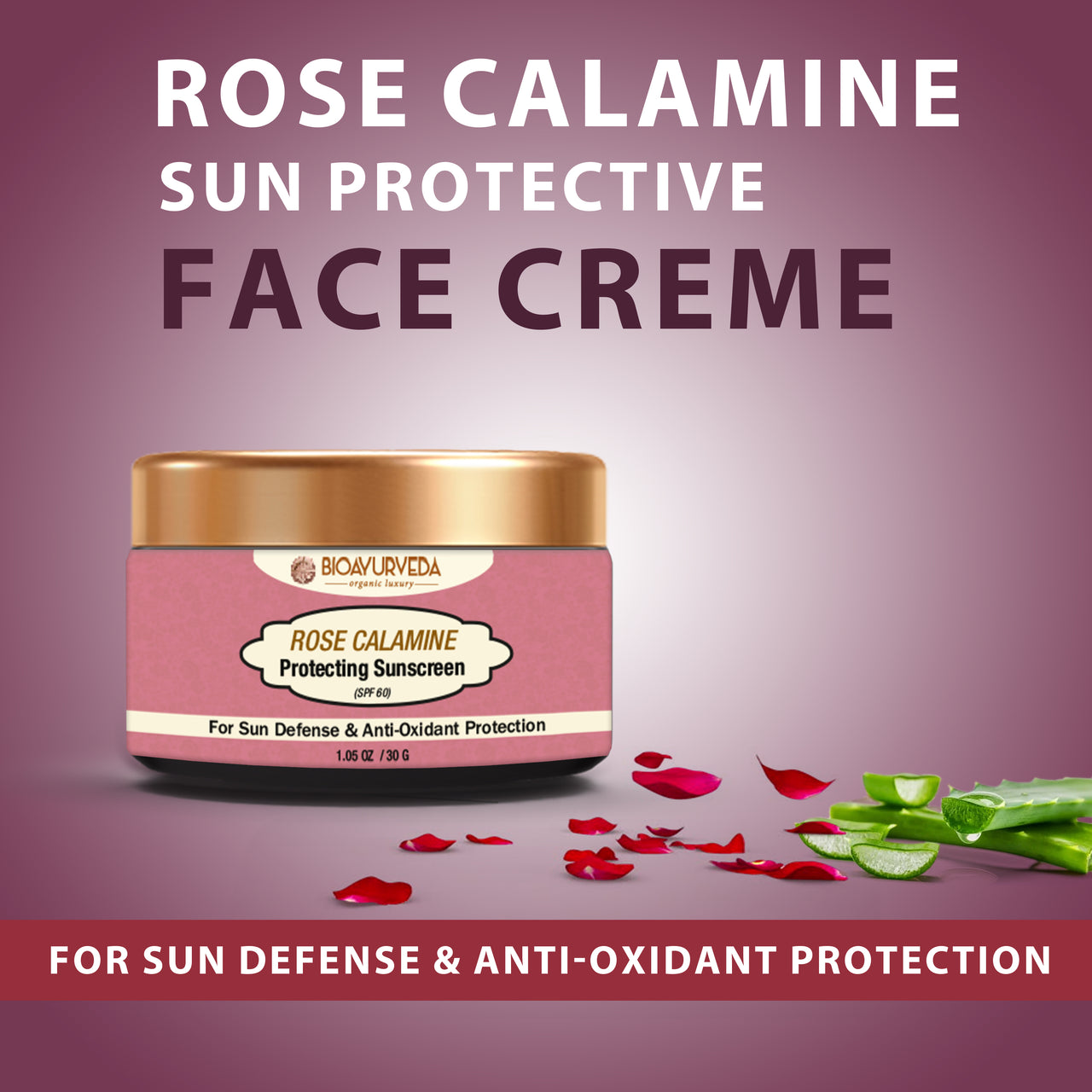 Rose Calamine Sun Protective Face Crème (Spf 60)