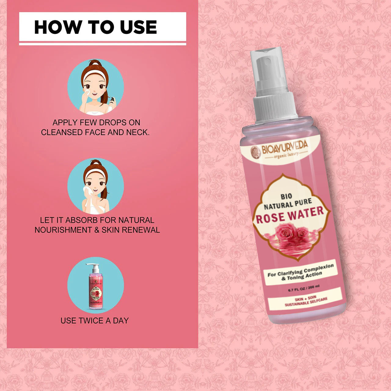 BIO NATURAL PURE ROSE WATER