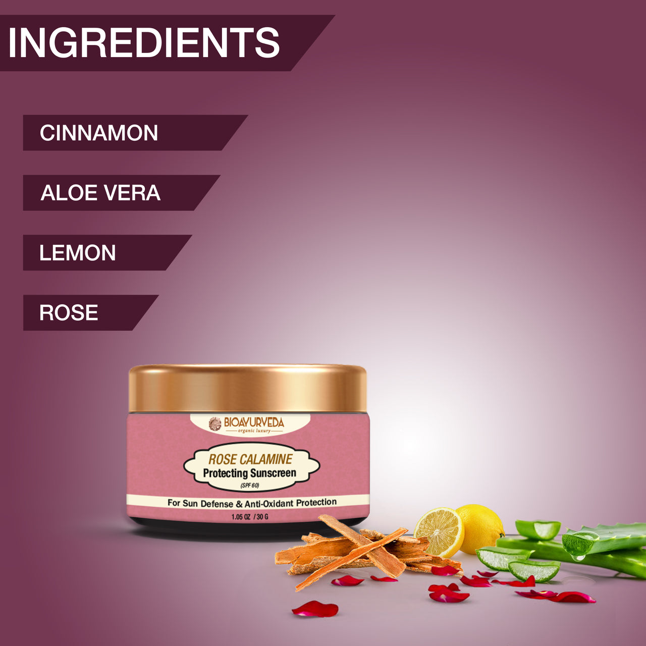 Rose Calamine Sun Protective Face Crème (Spf 60)