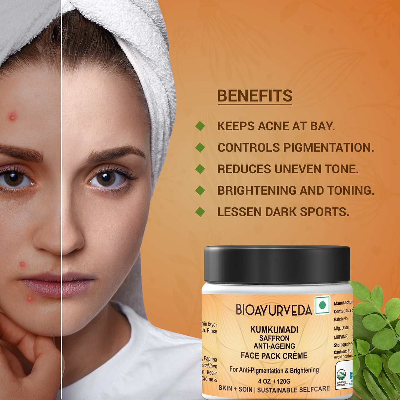 Benefits Kumkumadi Saffron Anti-Ageing Face Pack Cream 120gm
