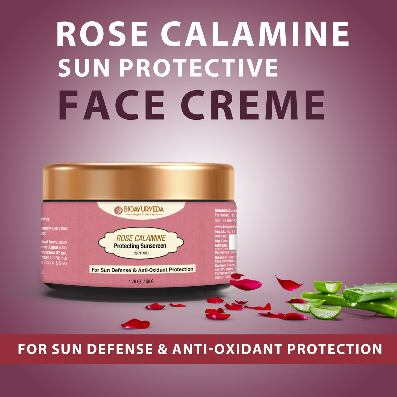 Rose Calamine Sun Protective Face Crème (Spf 60)