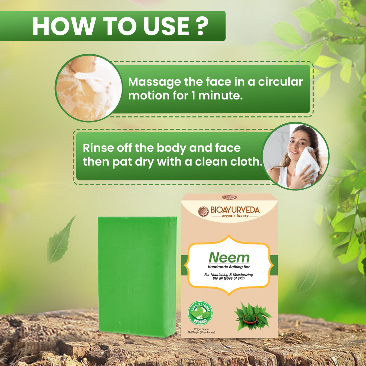 Neem Handmade Bathing Soap 125 GM - PACK OF 4