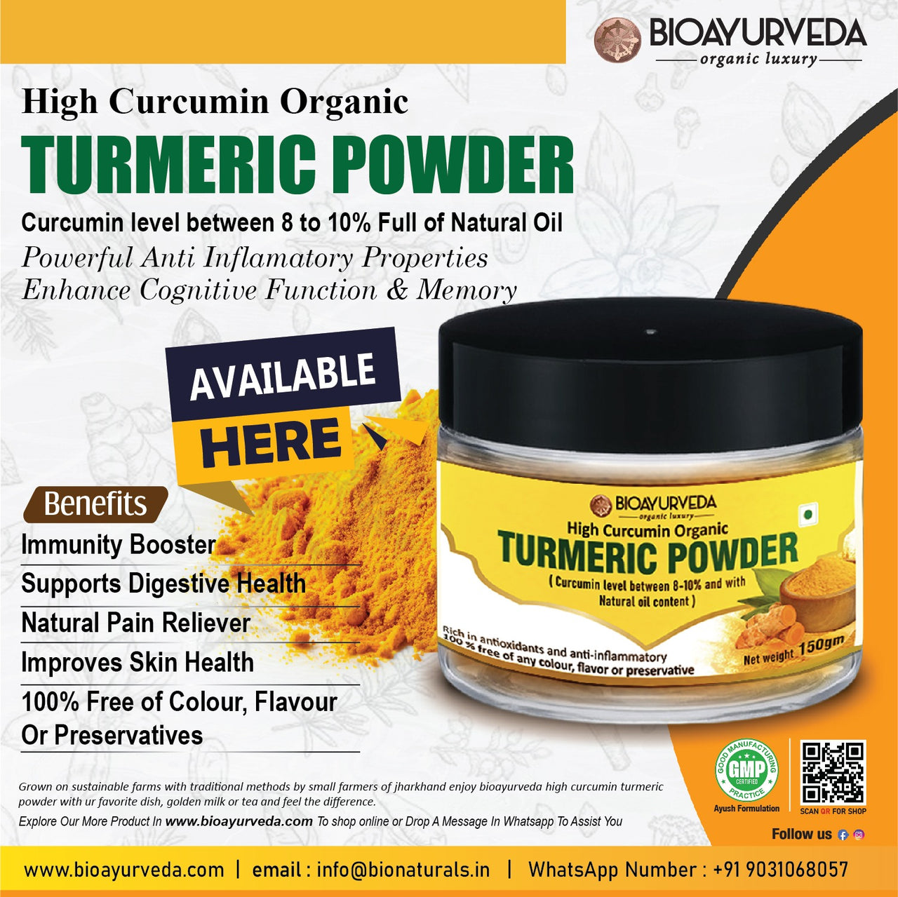 High Curcumin Organic Turmeric Powder