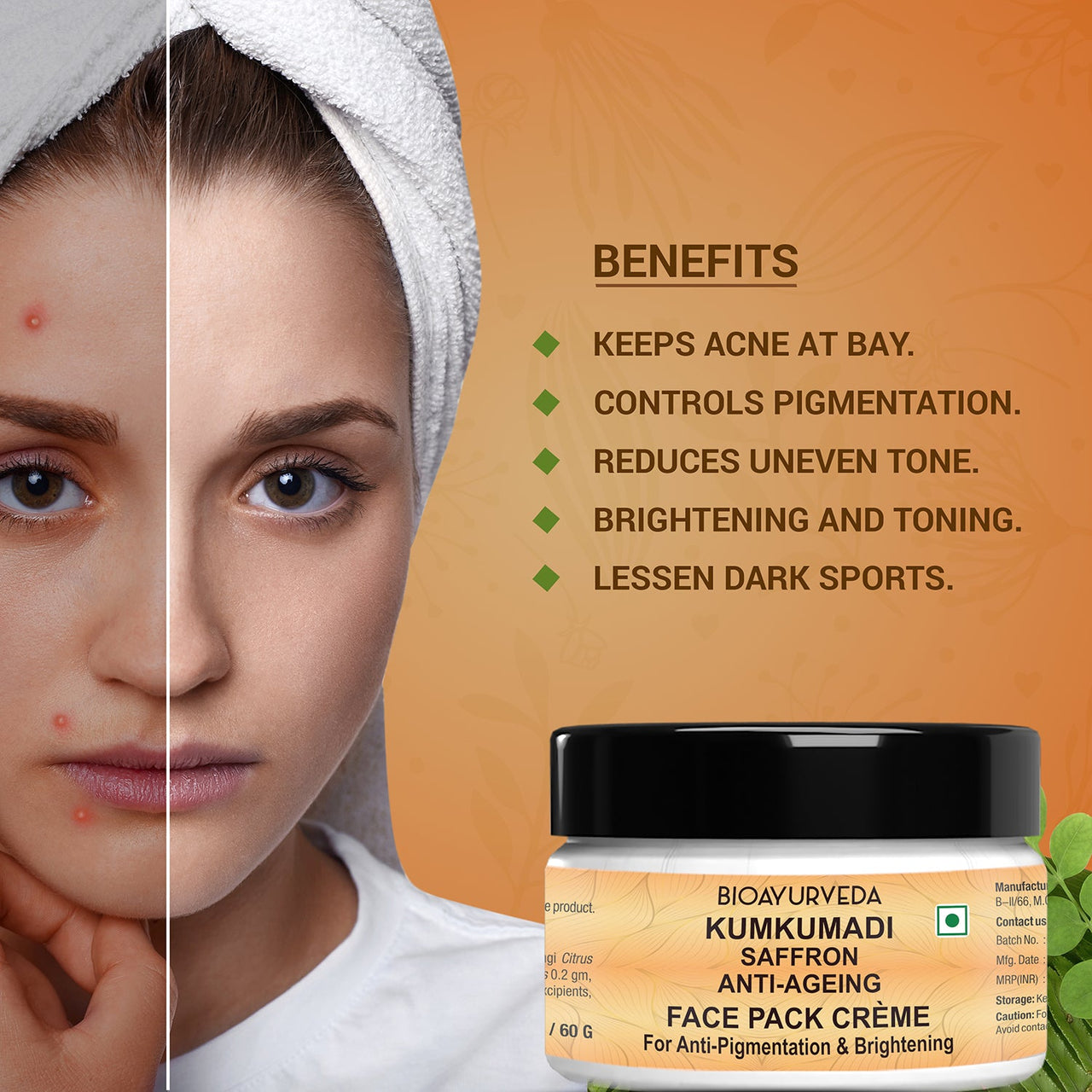 Kumkumadi Anti-Ageing Face Pack 60gm Cream Benefits