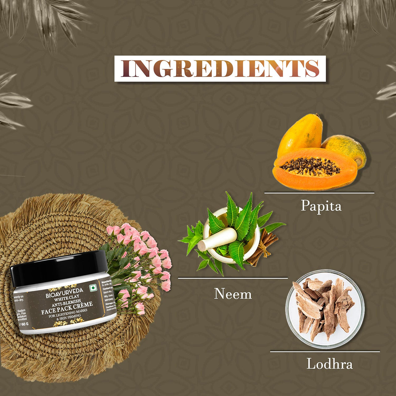 White Clay Anti Blemish Face Pack Cream Ingredients